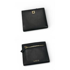 Lodis Black Leather Bifold Wallet Zip Coin ID Holder Snap Slim Compact